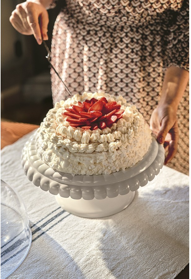 Блюдо для торта с крышкой tiffany, D30 см, молочно-белое 