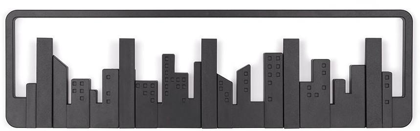 Вешалка настенная skyline, 50 см, черная, 5 крючков 