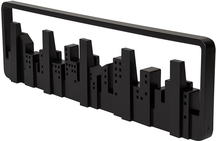 Вешалка настенная skyline, 50 см, черная, 5 крючков 