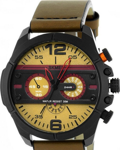 Наручные часы skmei 1846bnyl brown/yellow 