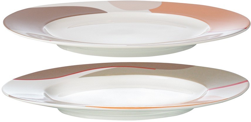 Набор из двух тарелок бежевого цвета с авторским принтом из коллекции freak fruit, 27см 