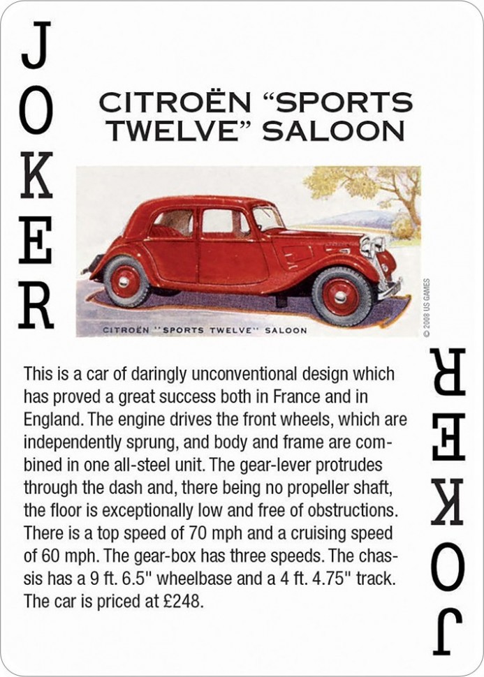 Карты "Vintage Motor Cars Playing Card Deck" 