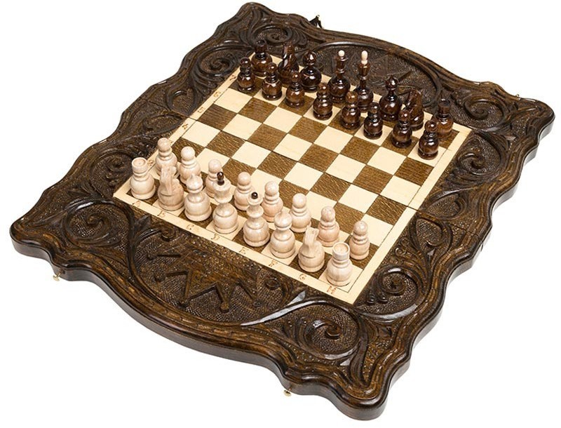 Шахматы + нарды резные "Корона" 40, Haleyan 
