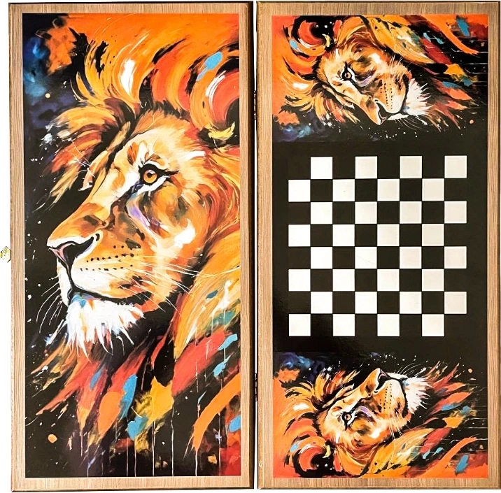 Нарды + Шашки Сирия Лев Король средние (Россия, дерево, 50 см), Partida 