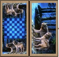 Нарды + Шашки Сирия Волки в лесу средние (Россия, дерево, 50 см), Partida