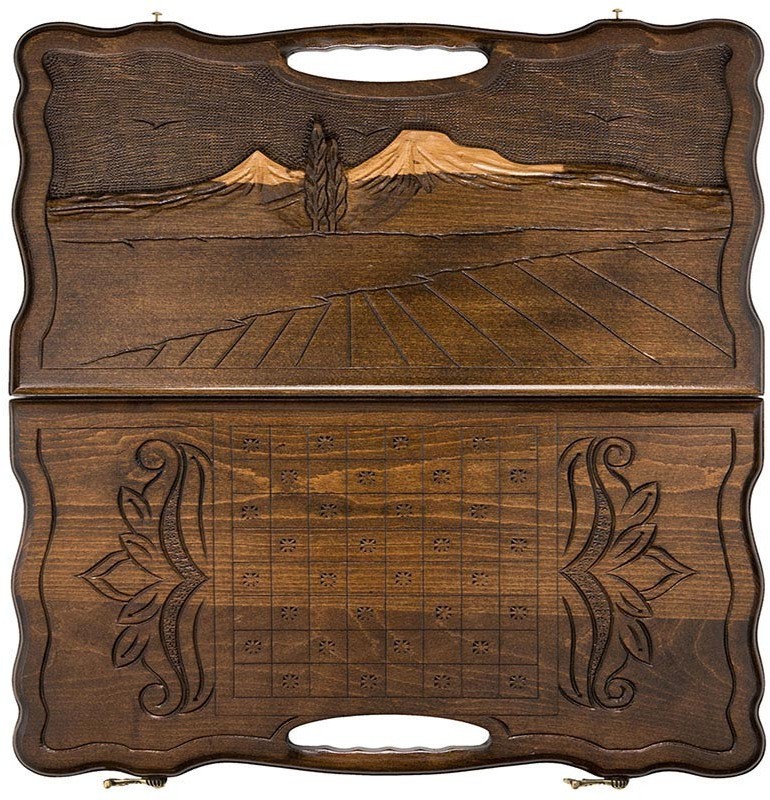 Нарды резные "Арарат" с ручкой 50, Haleyan 