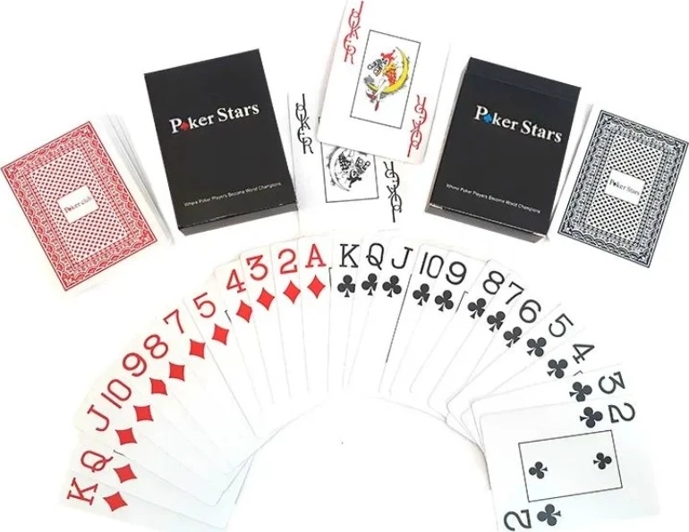 Карты для покера Poker Stars, пластик, красные и синие (комплект из 2-х колод) 