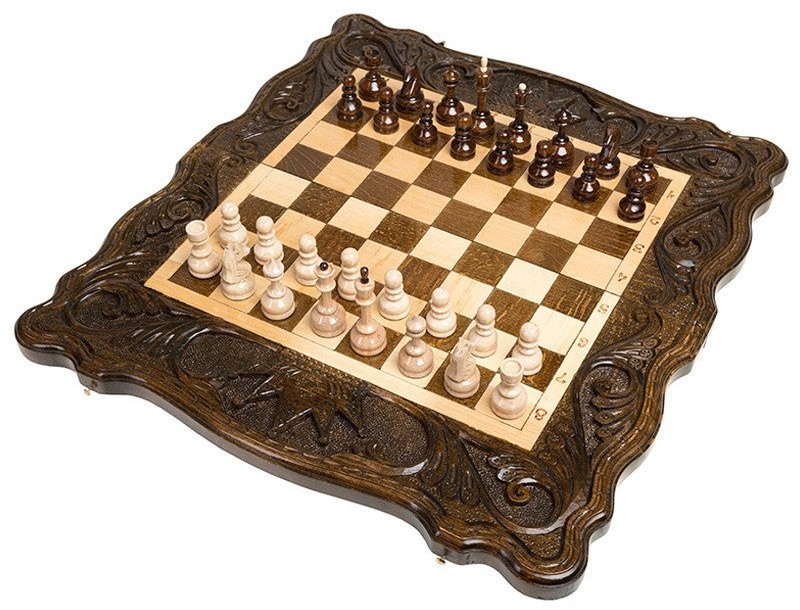 Шахматы + нарды резные "Корона" 50, Haleyan 