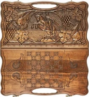 Нарды резные &quot;Всадник&quot; с ручкой 50, Haleyan