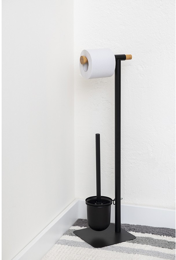 Держатель для туалетной бумаги с подвесным ершиком mats, черный 