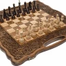 Шахматы + нарды резные "Вардени" 60 с ручкой, Haleyan 