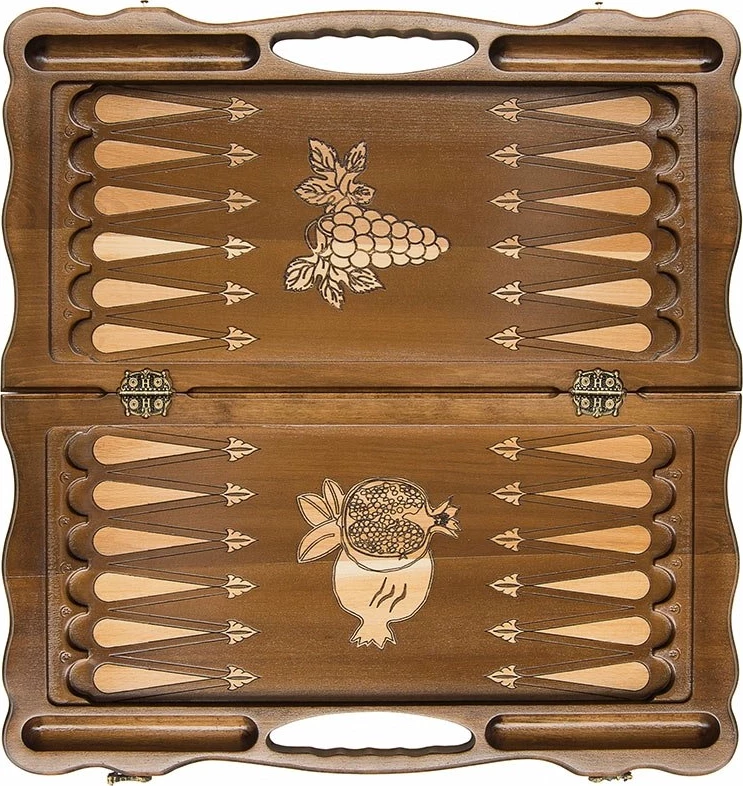 Шахматы + нарды резные "Вардени" 60 с ручкой, Haleyan 