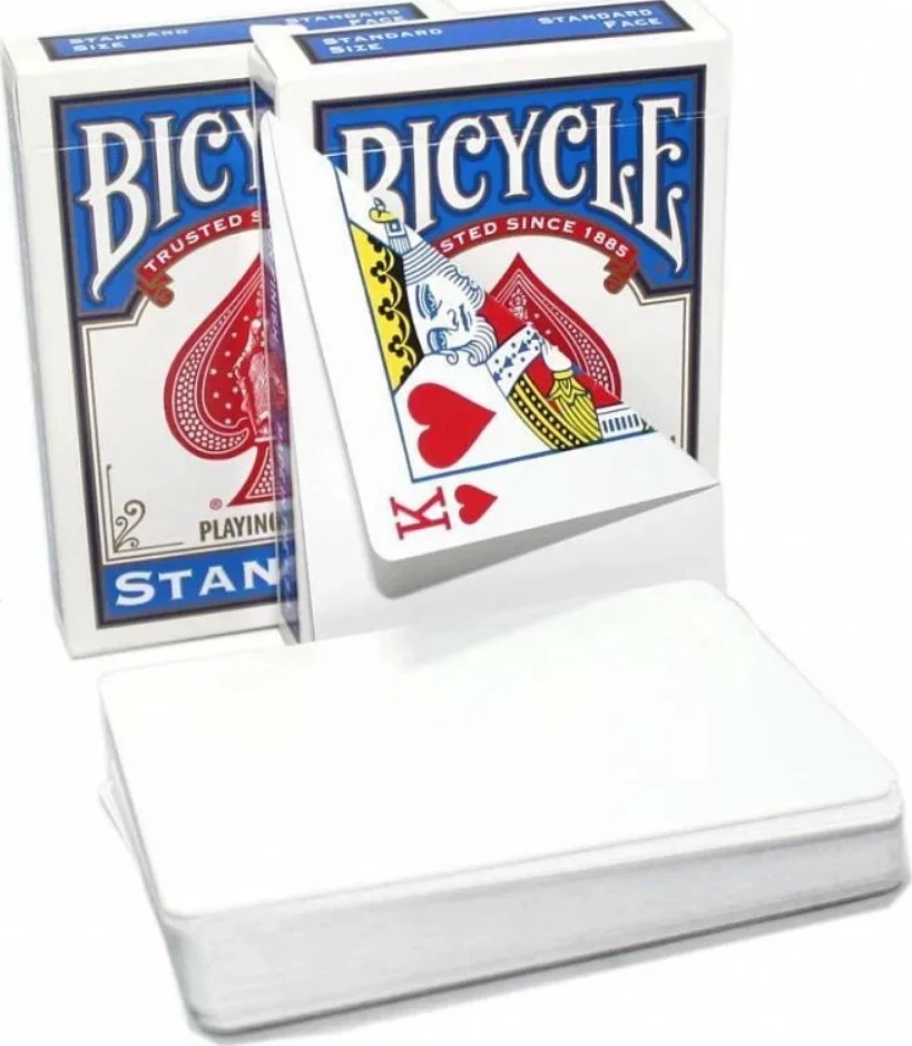 Карты "Bicycle Blank Back Standard Face blue" / рубашка пустая, лицо стандарт 