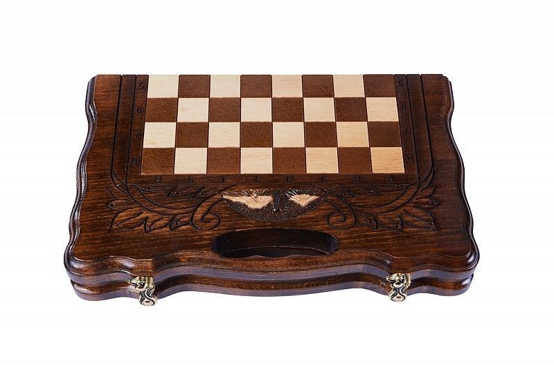 Шахматы + нарды резные с Араратом 30 с ручкой, Haleyan 