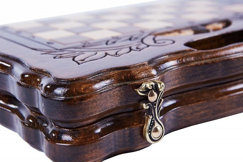 Шахматы + нарды резные с Араратом 30 с ручкой, Haleyan 