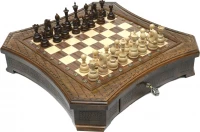 Шахматы резные восьмиугольные в ларце с ящиками 50, Haleyan