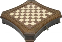 Шахматы резные восьмиугольные в ларце с ящиками 50, Haleyan