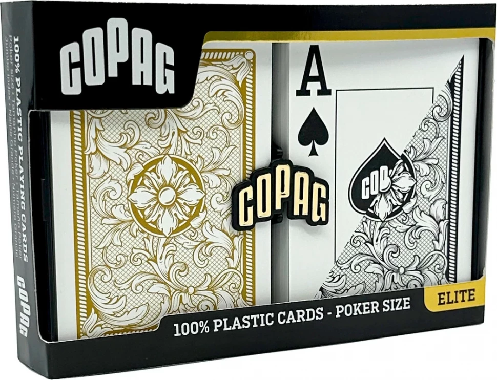 Карты "1546 Plastic Bridge Size Jumbo Index black/gold Double-Deck Set" 