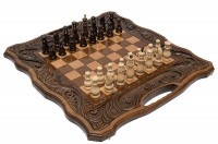 Шахматы + нарды резные &quot;Афинские&quot; 50 с ручкой, Haleyan