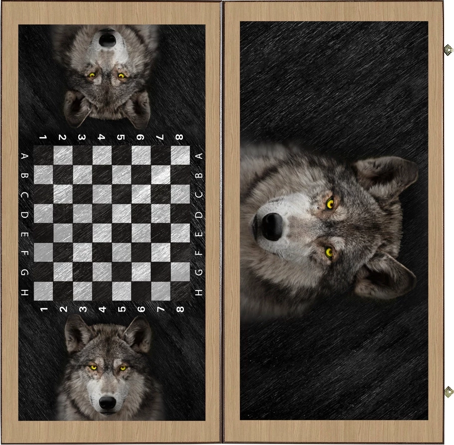 Нарды + Шашки Сирия Волк 2 большие (Россия, дерево, 60 см), Partida 