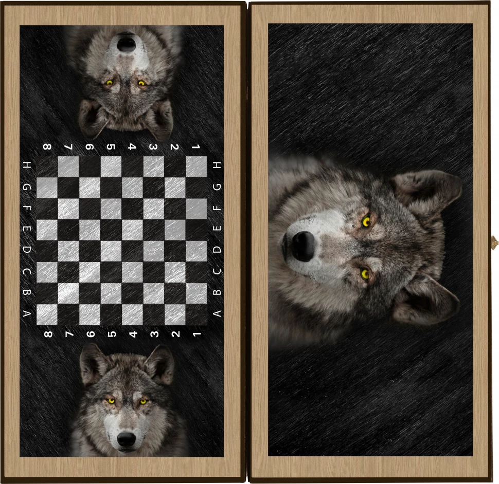 Нарды + Шашки Сирия Волк 2 средние (Россия, дерево, 50 см), Partida 