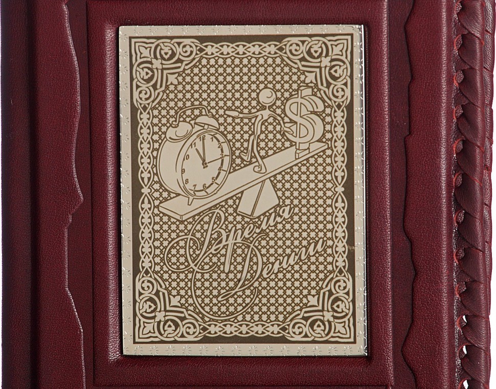 Обложка для паспорта «Время-деньги-1» с накладкой покрытой никелем 