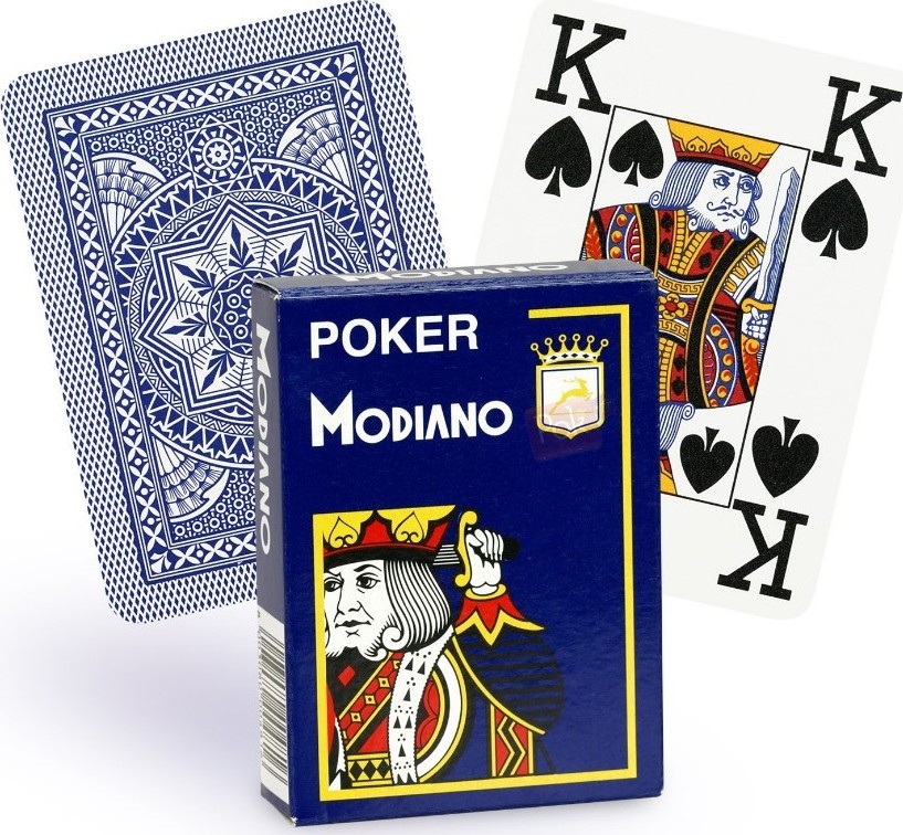 Карты "Modiano Poker" 100% plastic 4 jumbo index blue 