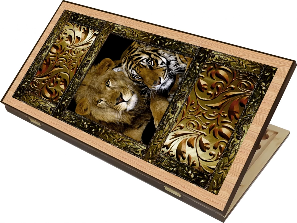 Нарды + Шашки Сирия Львы средние (Россия, дерево, 50 см), Partida 