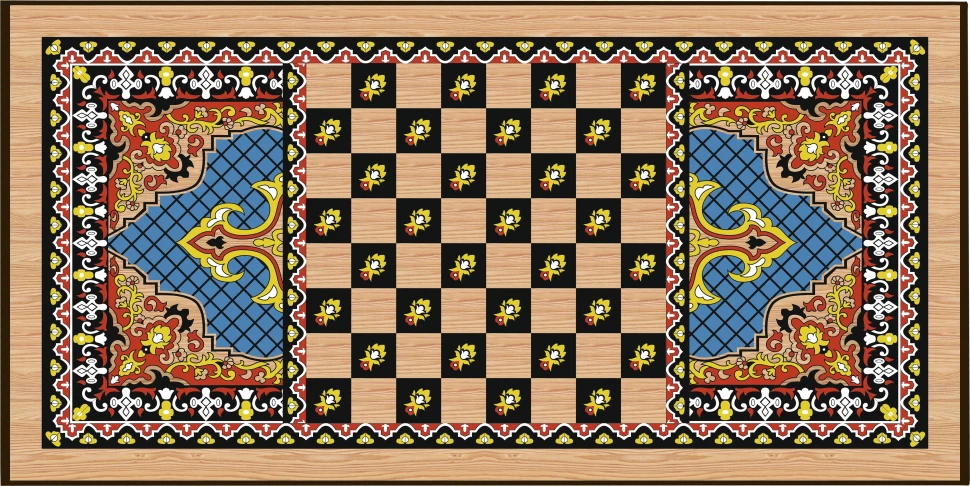 Нарды + Шашки Сирия Голубые средние (Россия, дерево, 50 см), Partida 