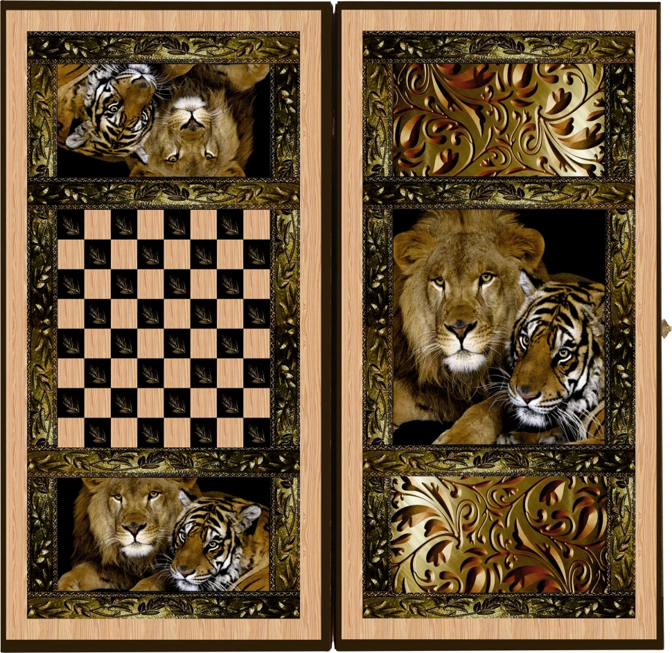 Нарды + Шашки Сирия Львы малые (Россия, дерево, 40 см), Partida 