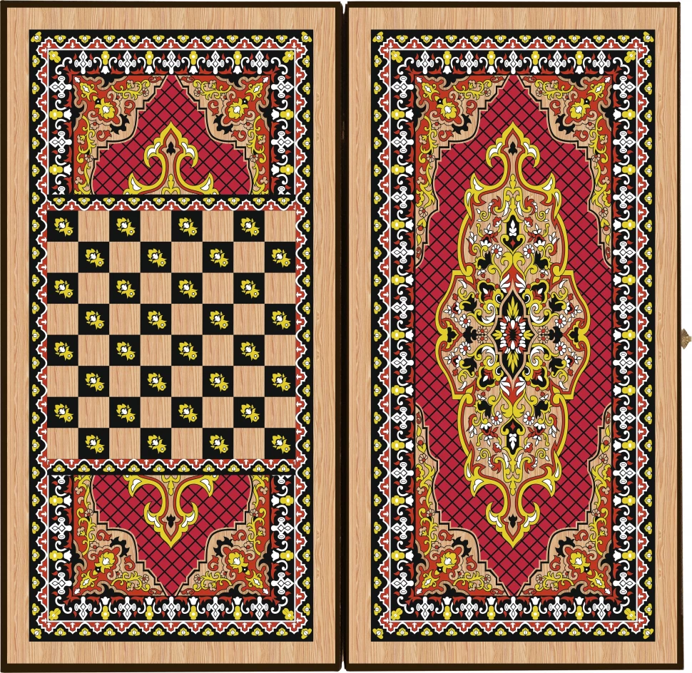 Нарды + Шашки Сирия Красные средние (Россия, дерево, 50 см), Partida 