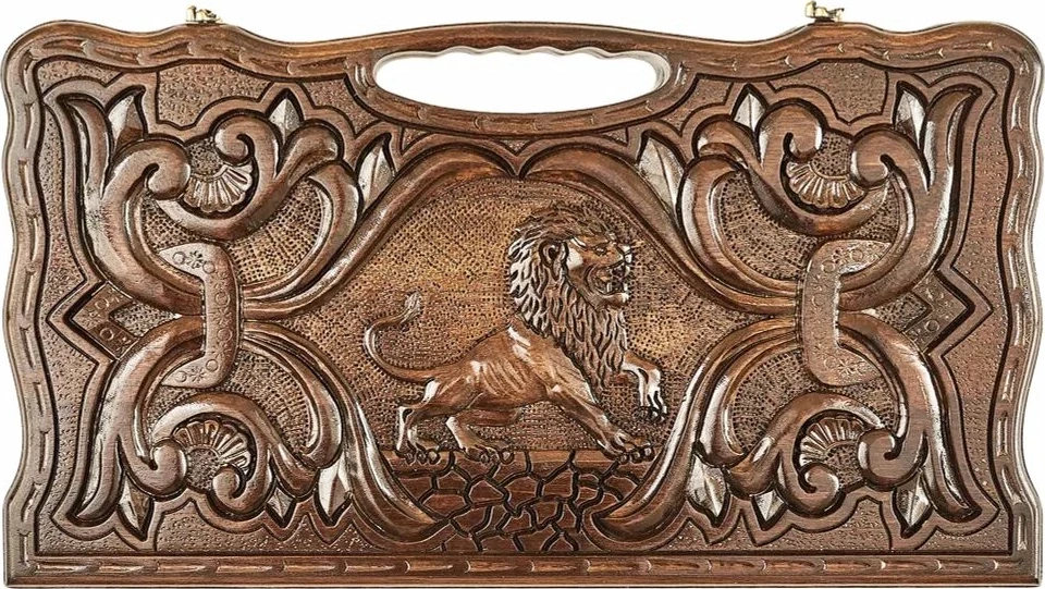 Нарды резные "Лев" с ручкой 50, Haleyan 