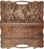 Нарды резные &quot;Лев&quot; с ручкой 50, Haleyan