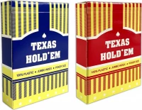 Карты для покера &quot;Texas Holdem&quot;, 100% пластик, красные и синие (комплект из 2-х колод)
