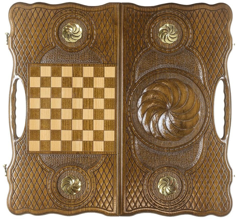 Нарды резные "Бесконечность 5" с ручкой 60, Haleyan 