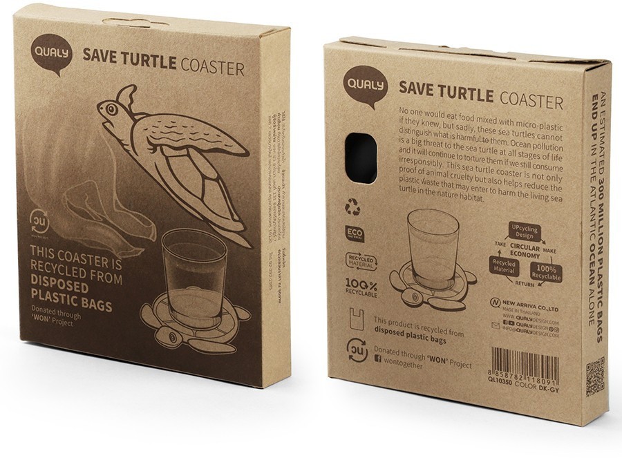 Подставка под стаканы save turtle, темно-серая 
