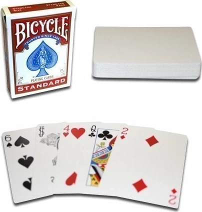 Карты "Bicycle Blank Back Standard Face red" / рубашка пустая, лицо стандарт 