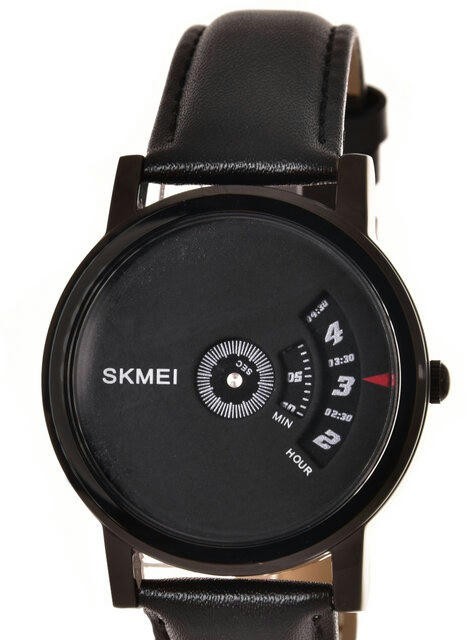 Skmei 1260LBKBK black/black leather belt 