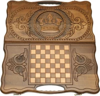 Нарды резные &quot;Корона&quot; с ручкой 50, Haleyan