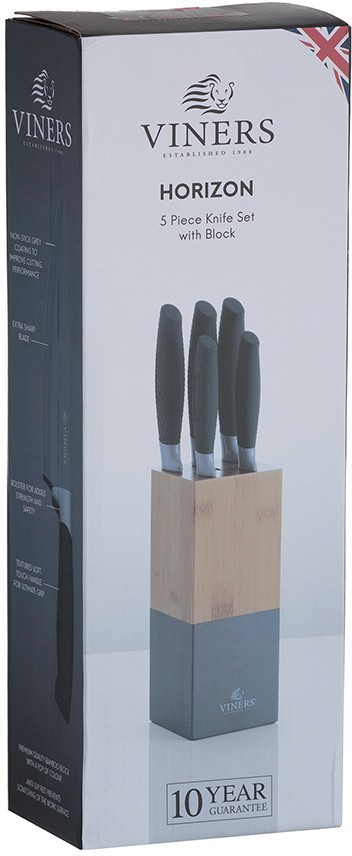 Набор из 5 ножей и подставки horizon серый 