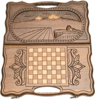 Нарды резные &quot;Арарат и Хор Вирап&quot; с ручкой 40, Haleyan