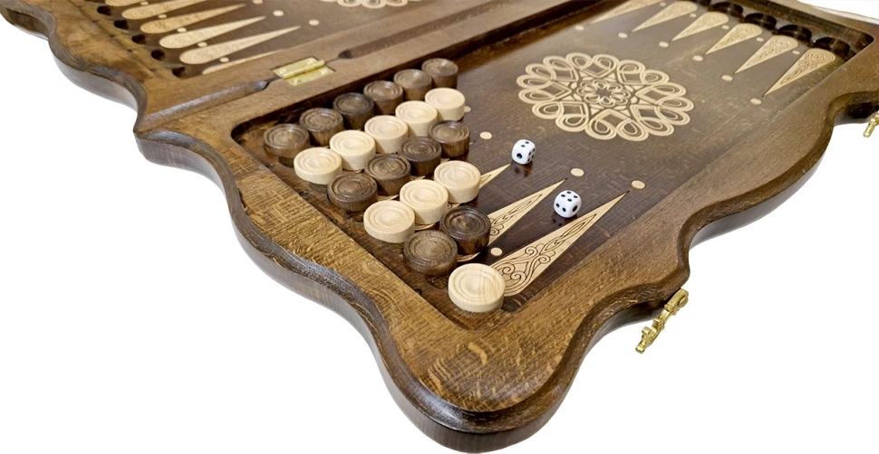 Нарды резные "Тёмный Узор 3" 50, Mirzoyan 