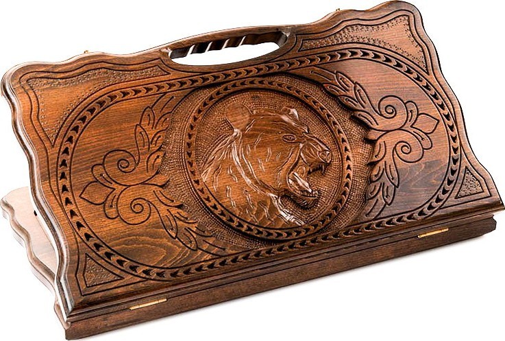 Нарды резные "Тигр" с ручкой 50, Haleyan 