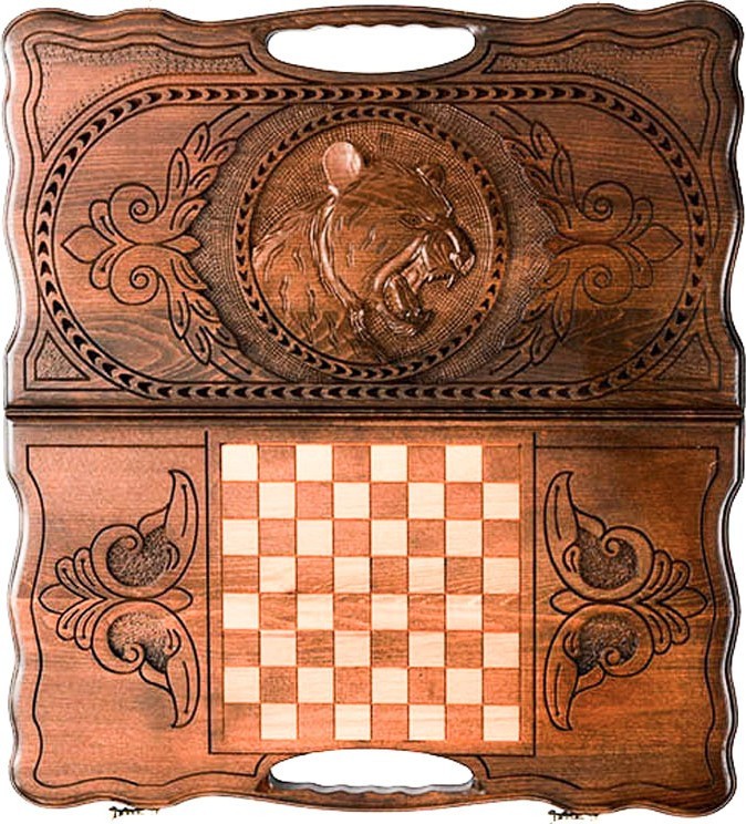 Нарды резные "Тигр" с ручкой 50, Haleyan 