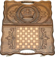 Нарды резные &quot;Корона&quot; с ручкой 40, Haleyan