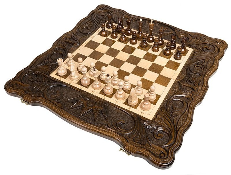 Шахматы + нарды резные "Корона" 60, Haleyan 