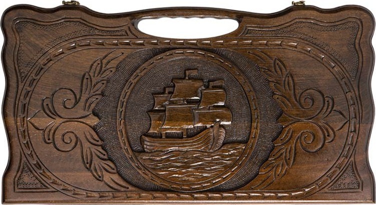 Нарды резные "Корабль" с ручкой 60, Haleyan 