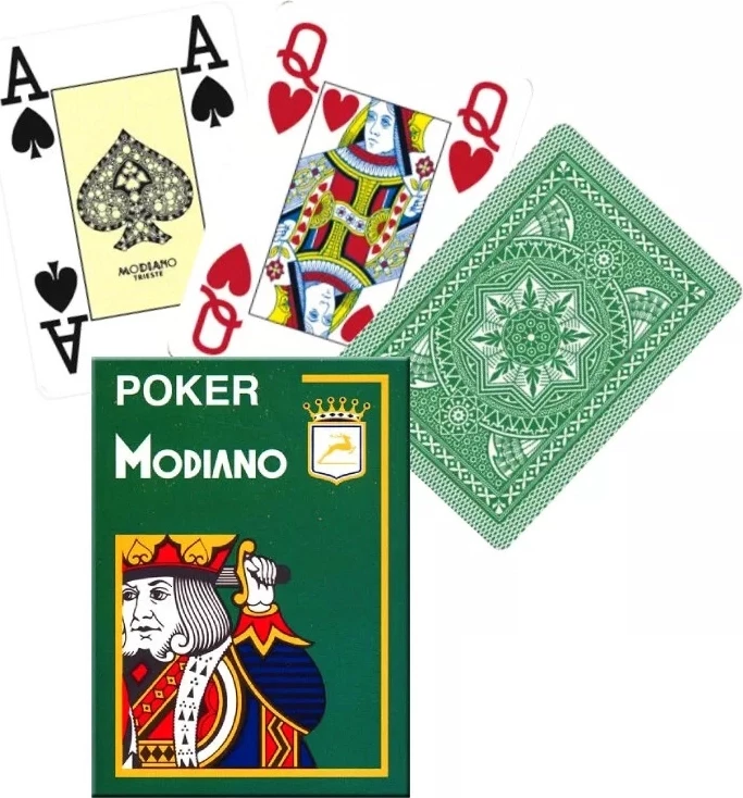 Карты Modiano Poker 4 Jumbo 100% plastic green 