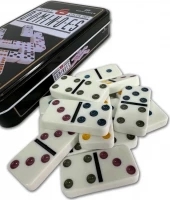Домино в железном боксе, 6 цветных точек, Partida 19х12 см, костяшка 5х2,5 см