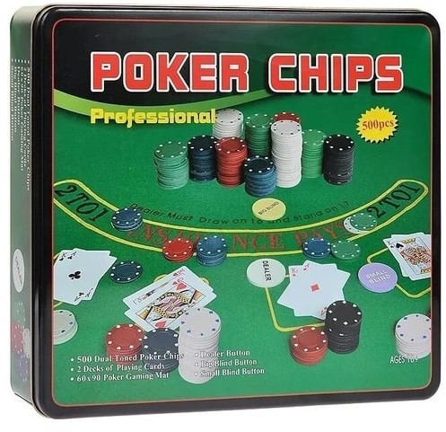 Набор для покера Holdem Light на 500 фишек с номиналом 
